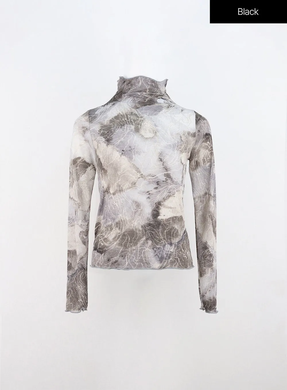 Printed Mesh Long Sleeve Top IN308