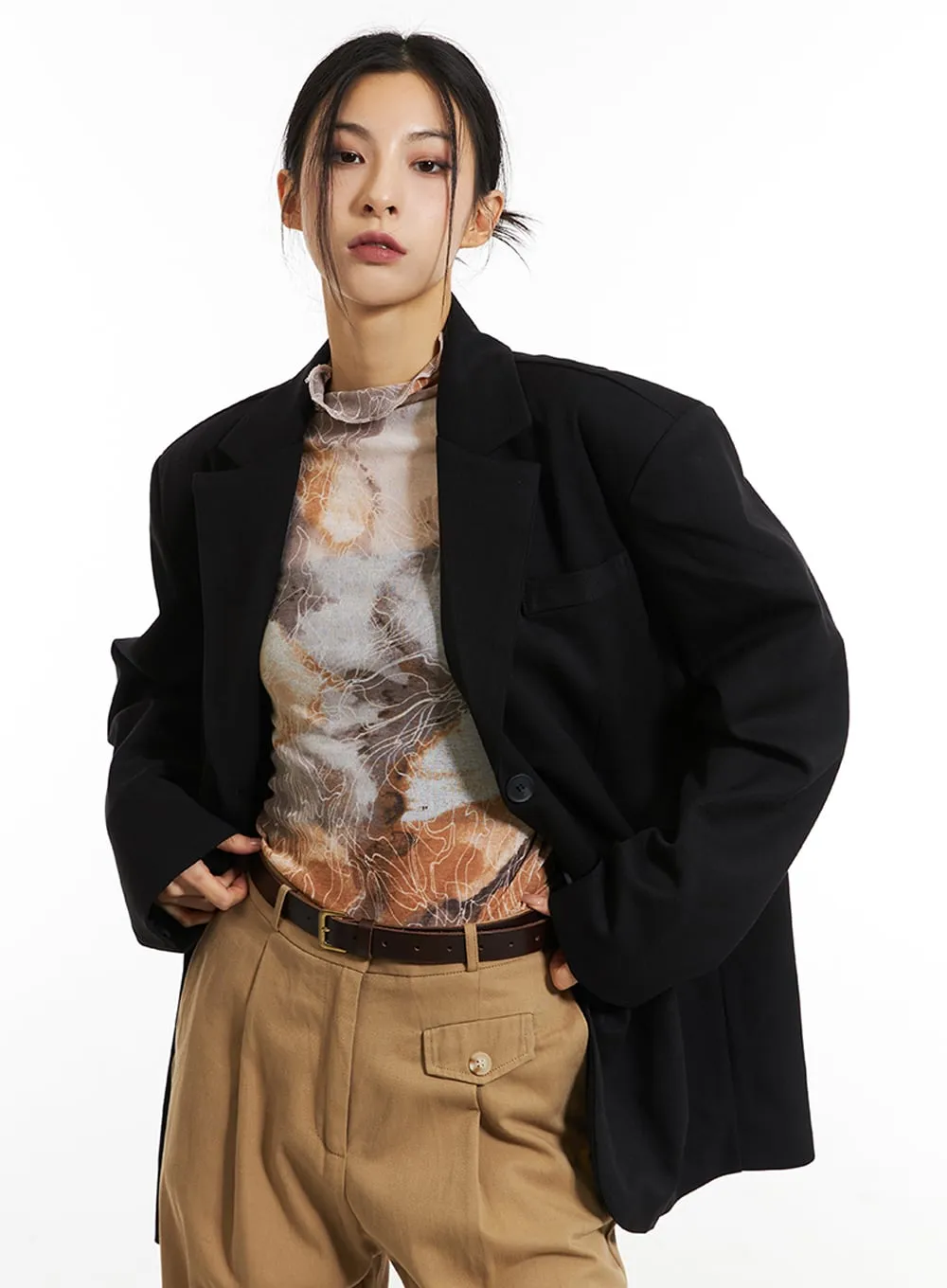 Printed Mesh Long Sleeve Top IN308