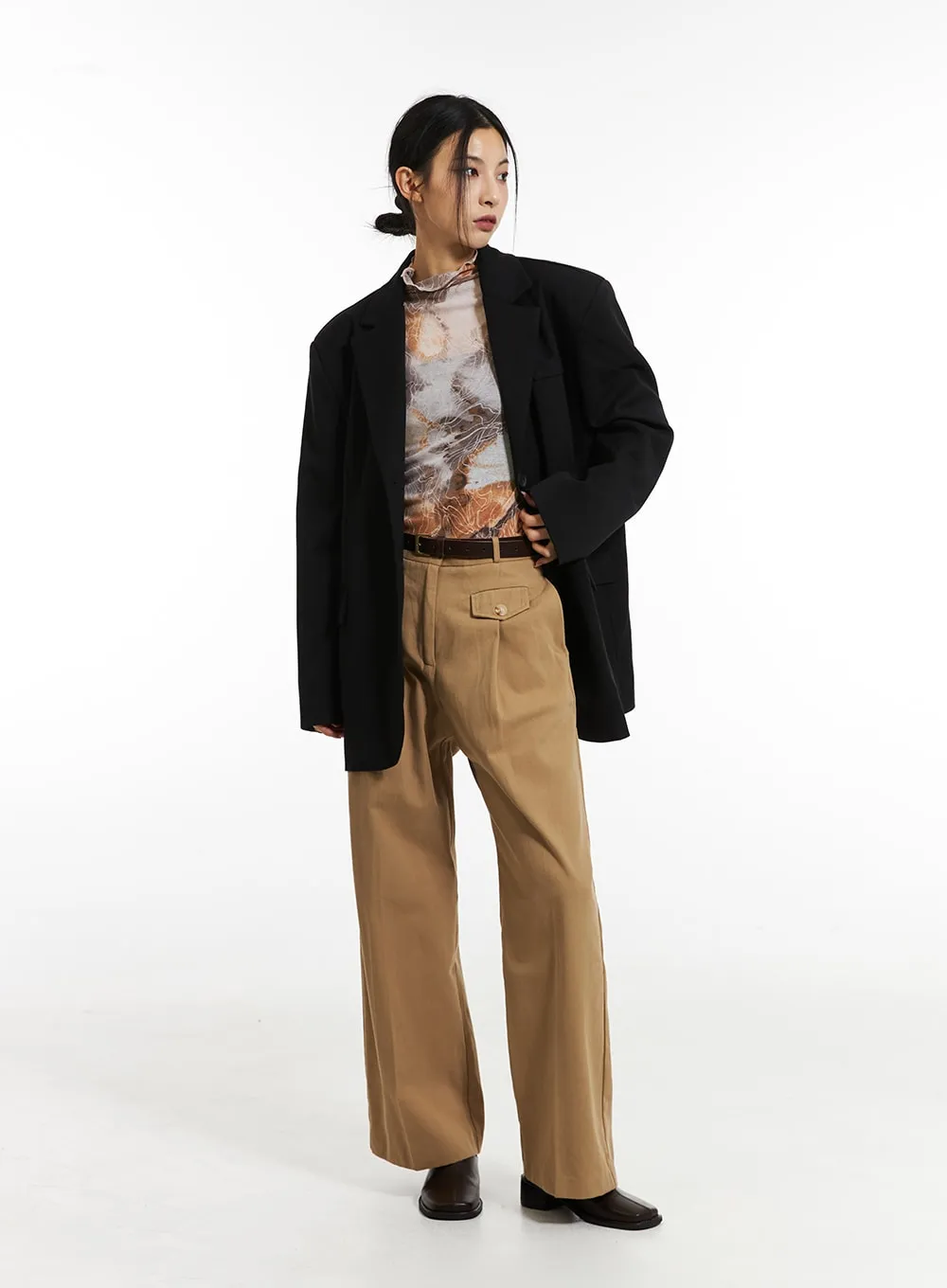 Printed Mesh Long Sleeve Top IN308