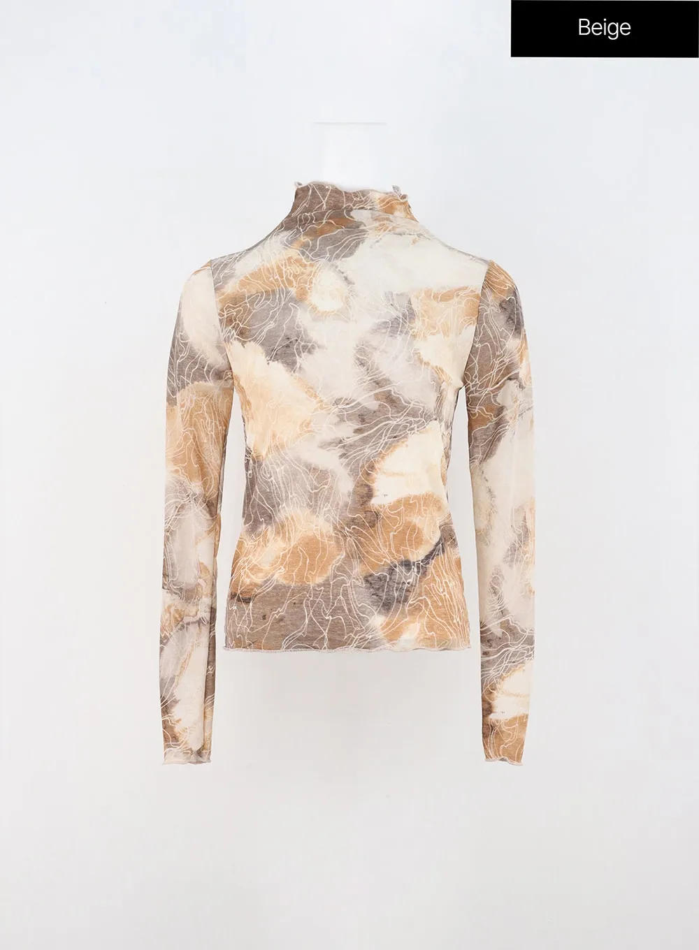 Printed Mesh Long Sleeve Top IN308