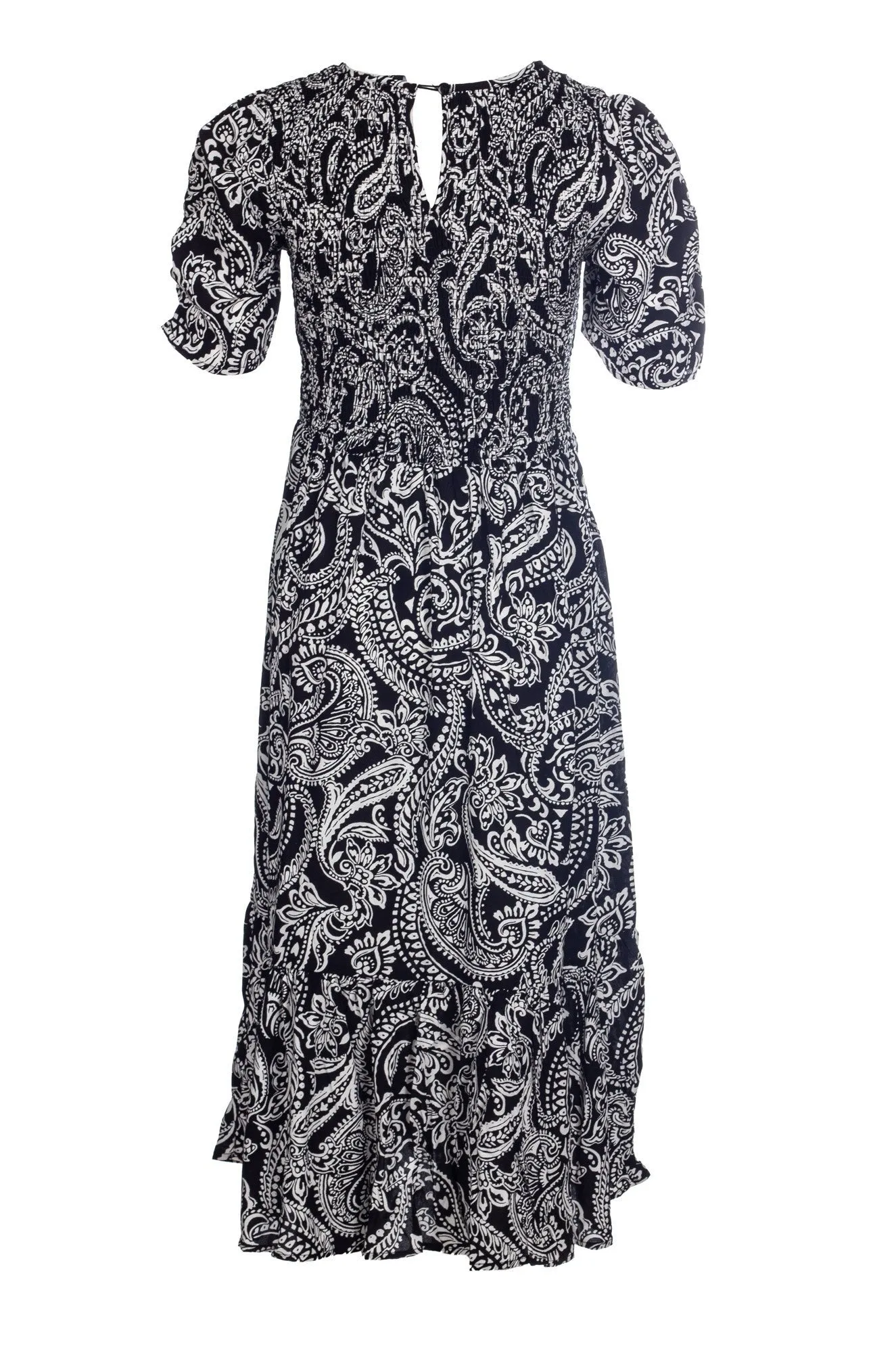 Printed Viscose Dress | BLACK WHITE PAISLEY | 7337A1