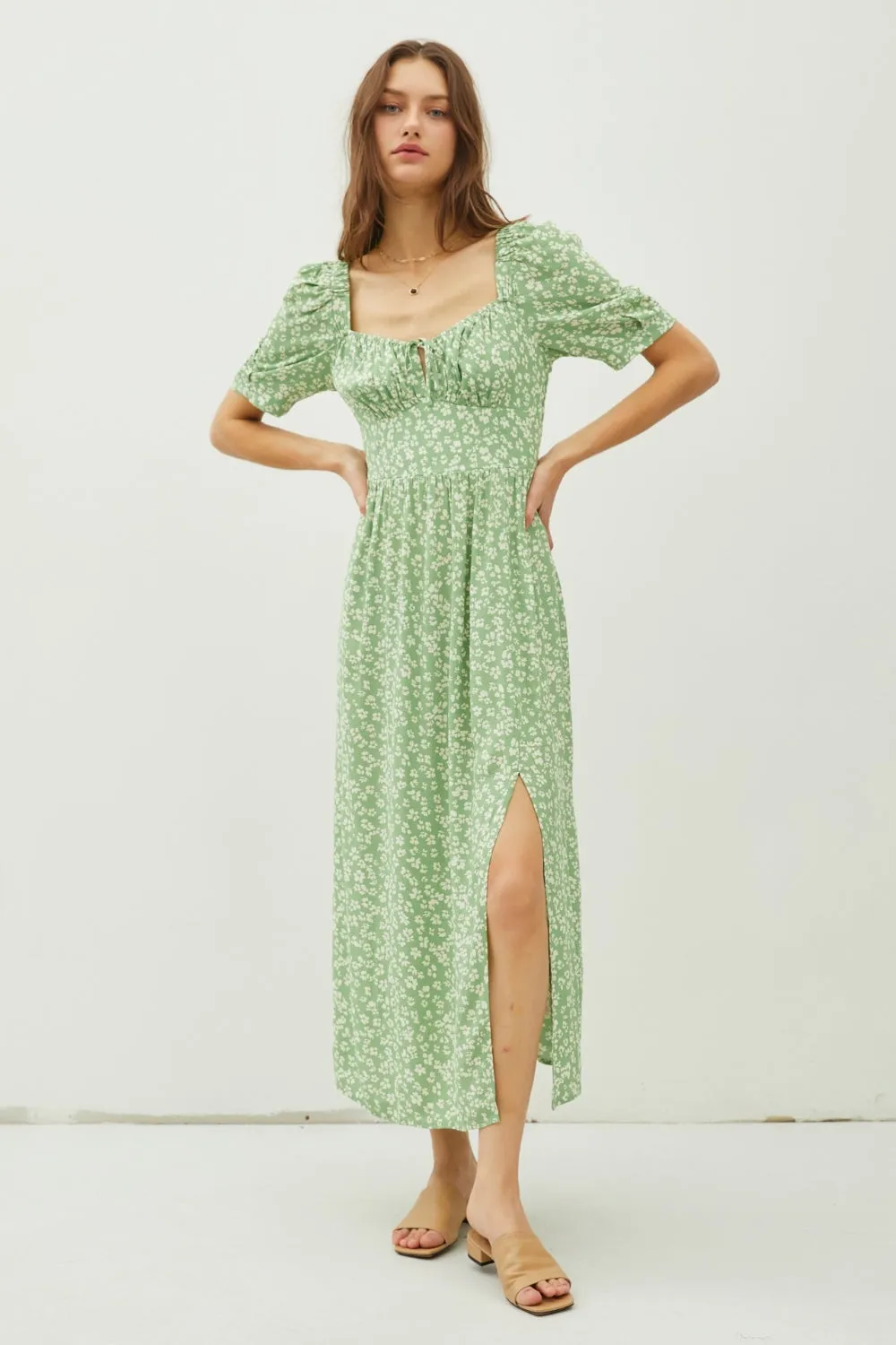 Rylee Floral Smocked Back Slit Dress