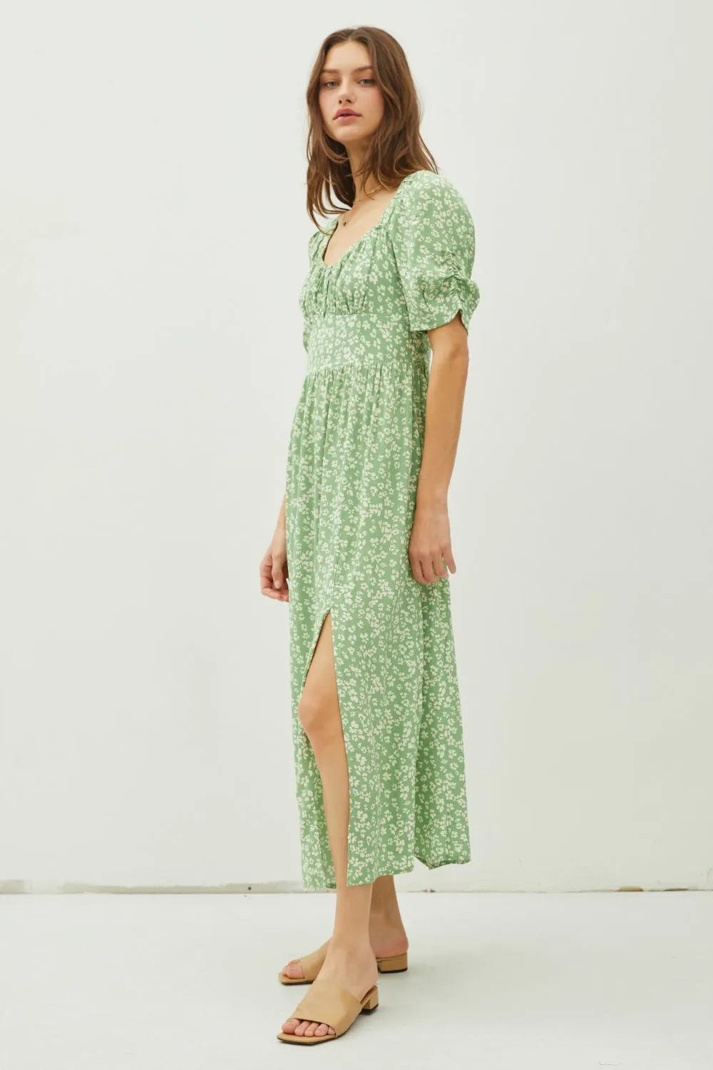 Rylee Floral Smocked Back Slit Dress