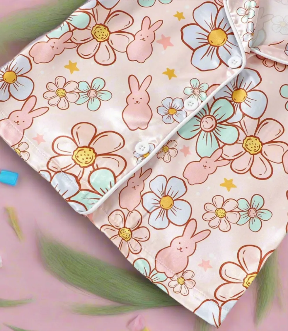 Satin Bunny Toddler Pajamas