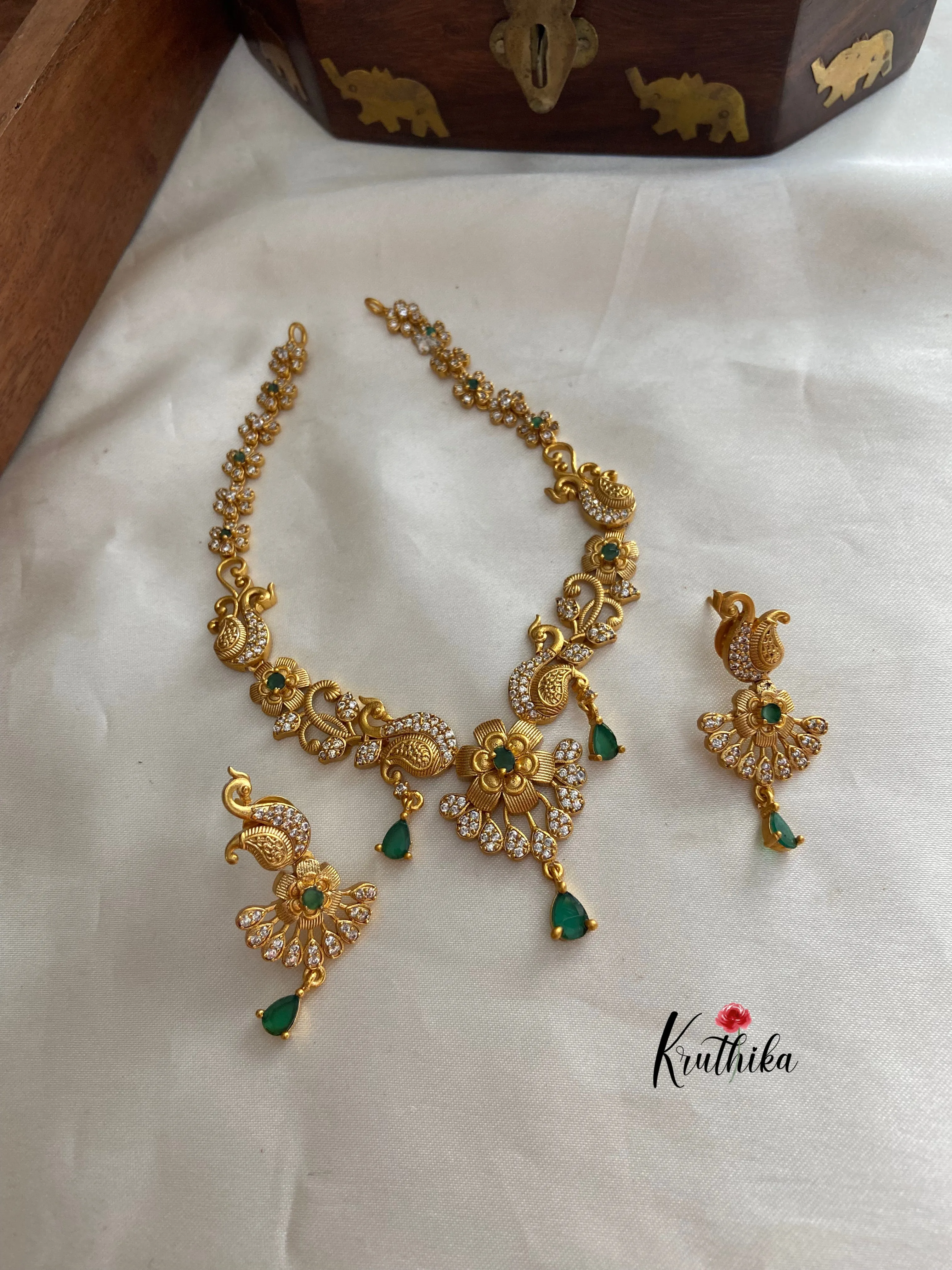 Simple cz peacock necklace NC725