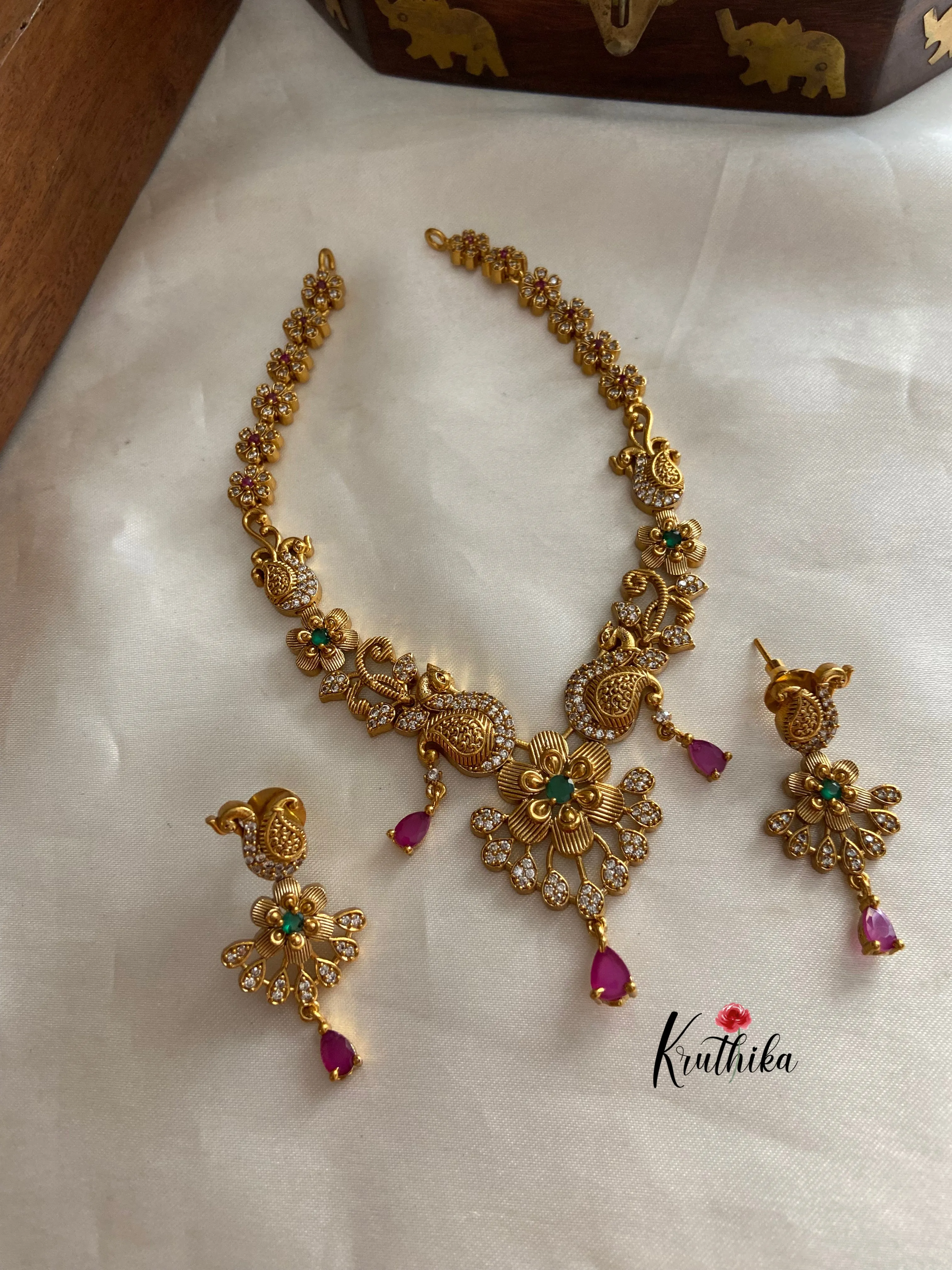 Simple cz peacock necklace NC725