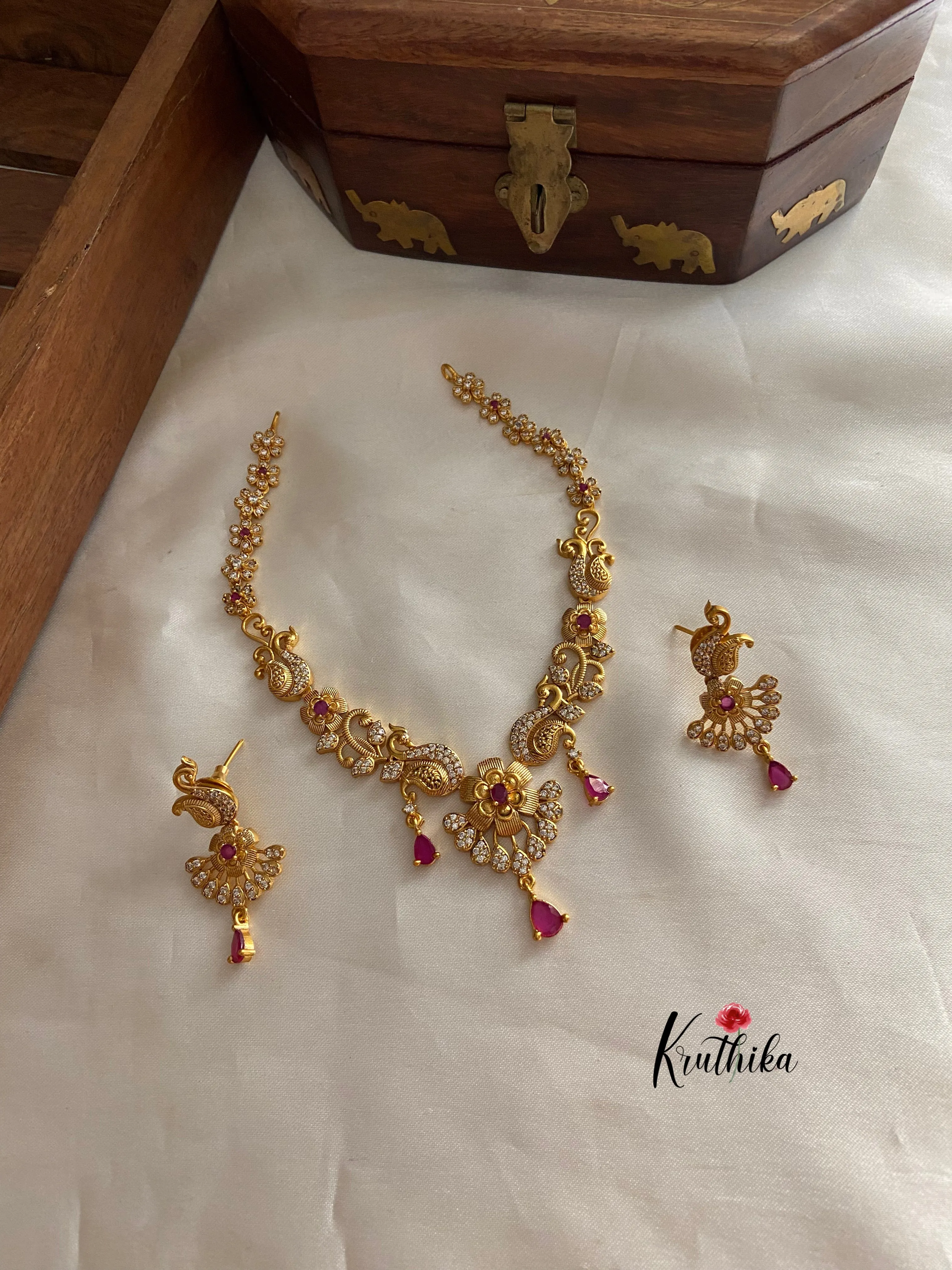 Simple cz peacock necklace NC725