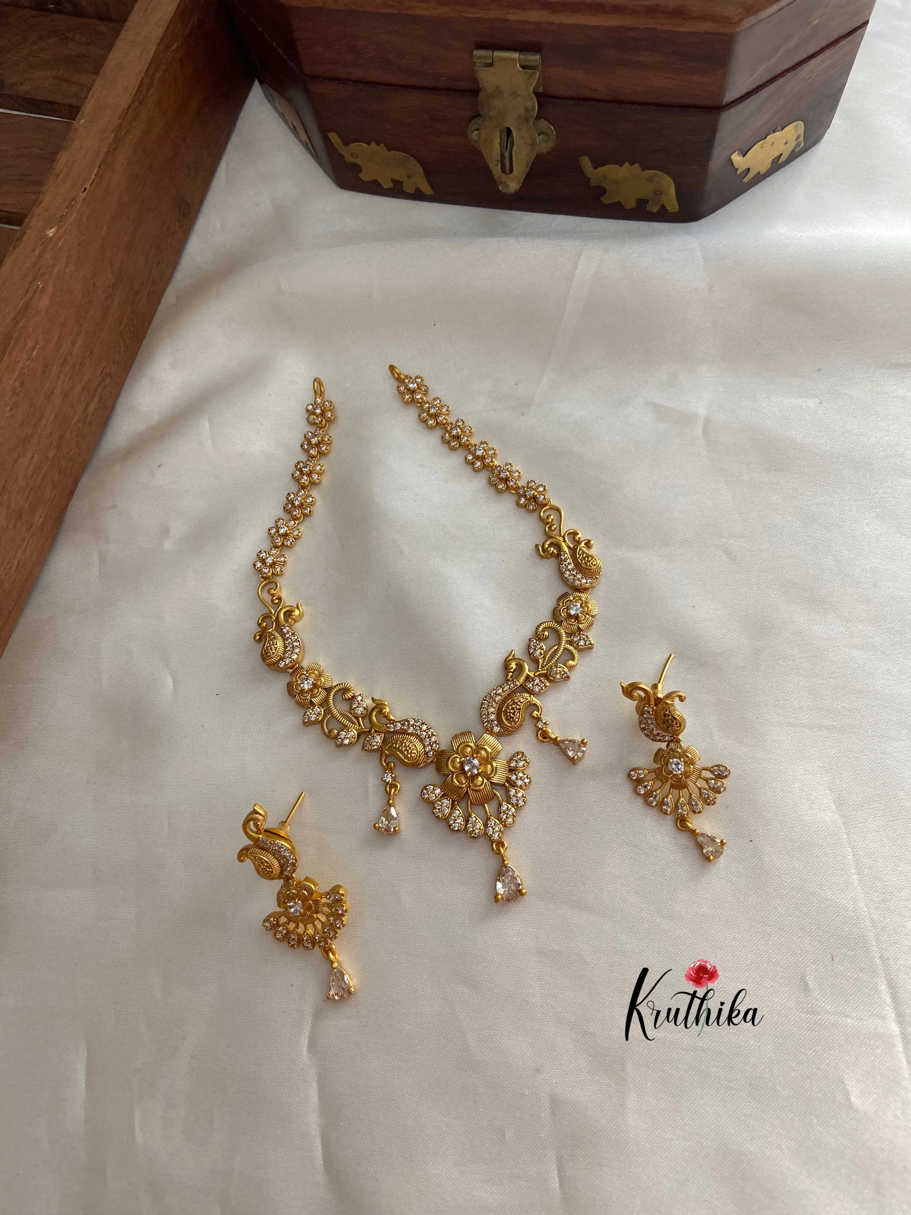 Simple cz peacock necklace NC725