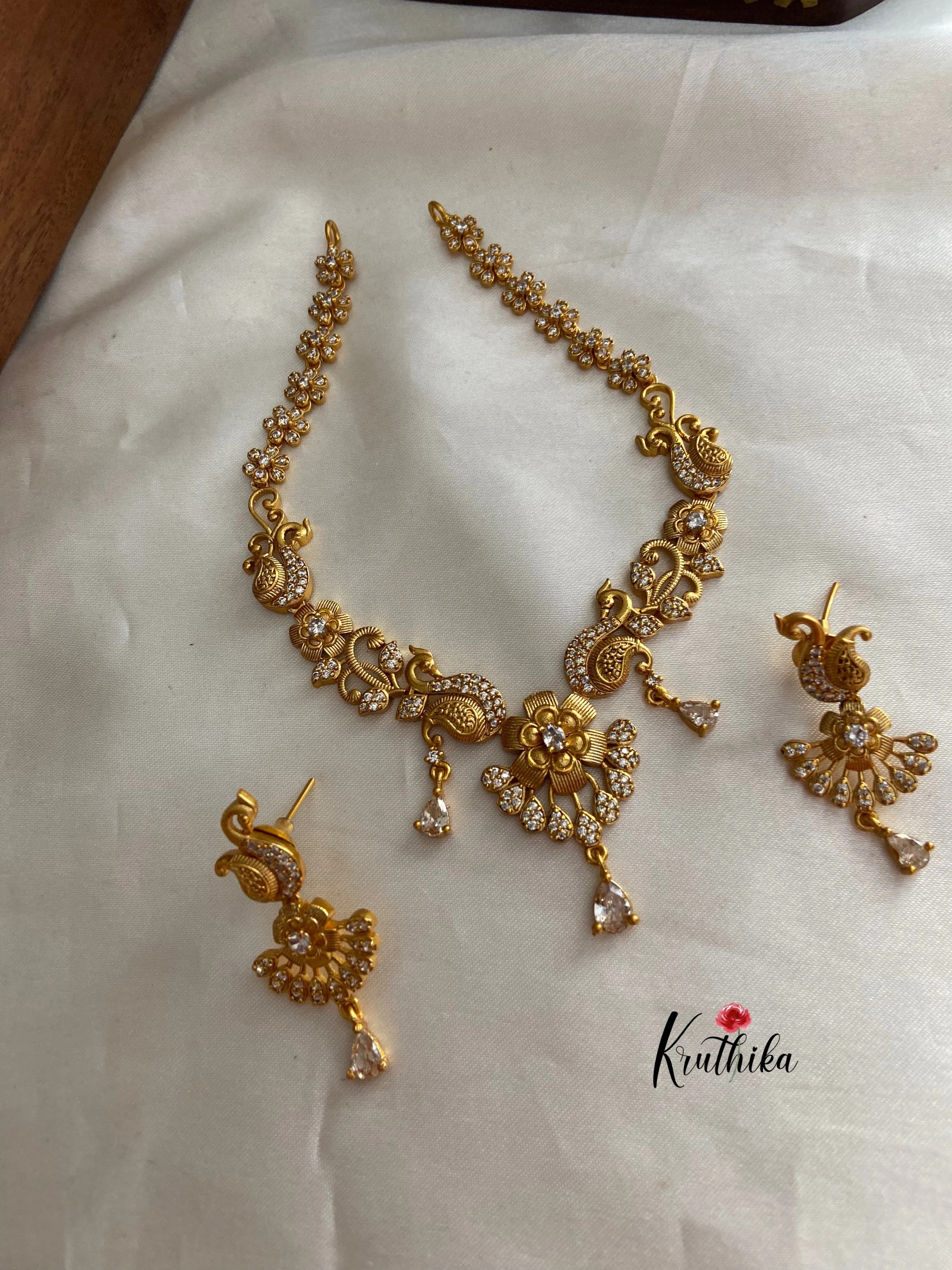 Simple cz peacock necklace NC725