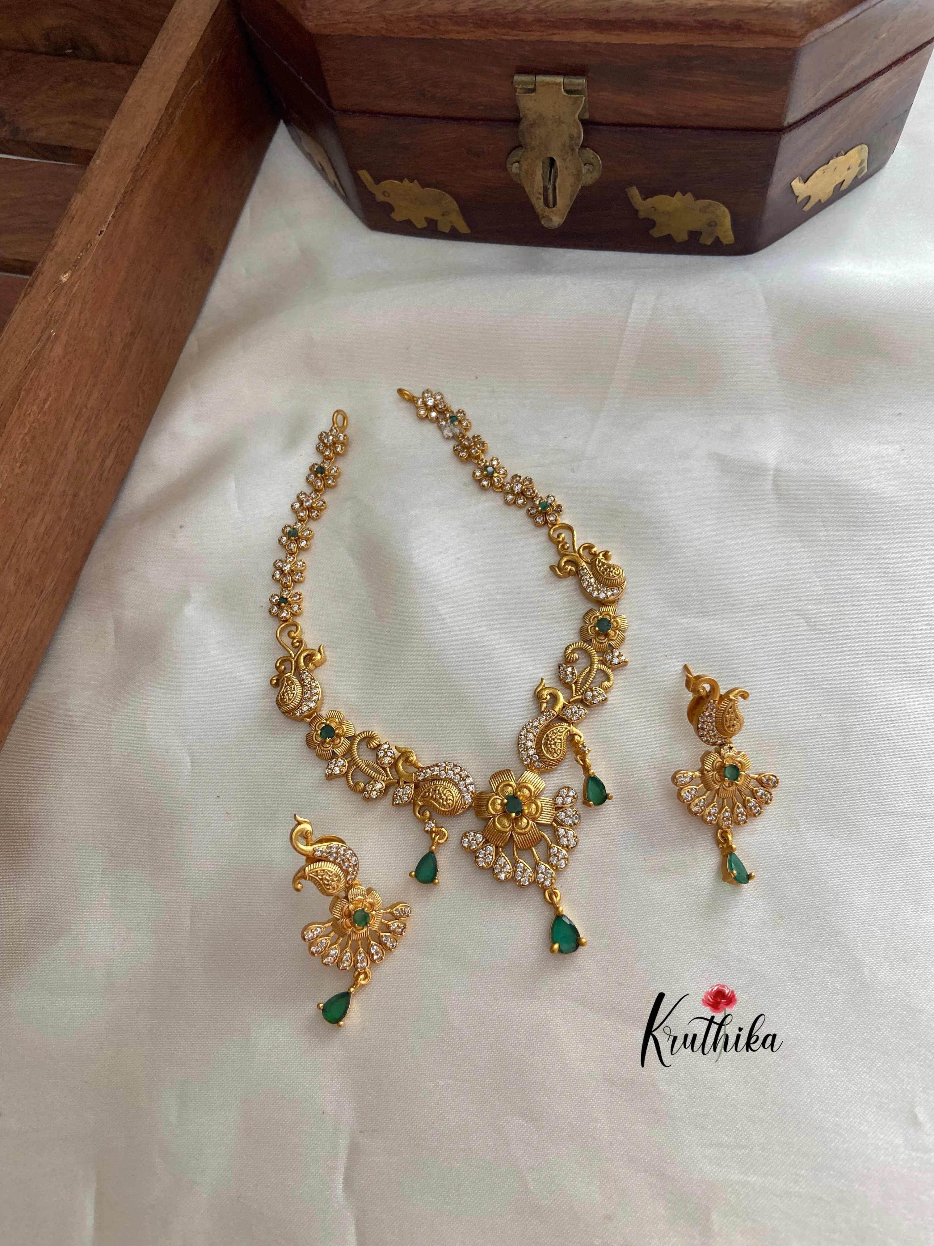 Simple cz peacock necklace NC725
