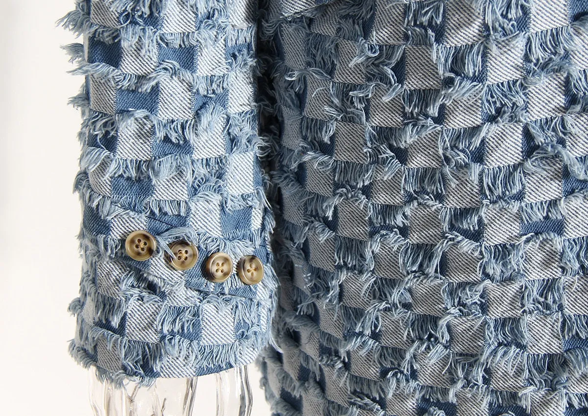 Top Notched Tweeted Square Blazer
