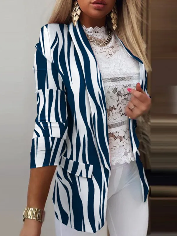 Trendy Women's Tie-Dye Blazer with Long Sleeves - Shawl Lapels Jacket