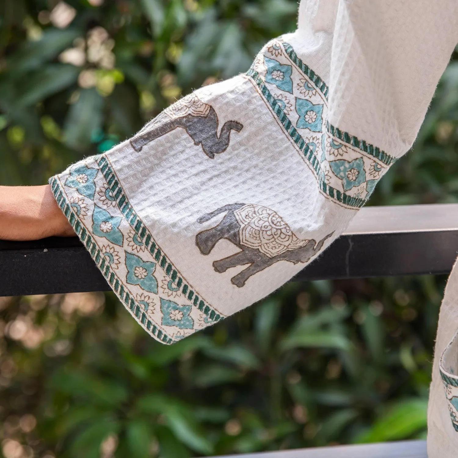Tropical Elephant and Palm Bathrobe