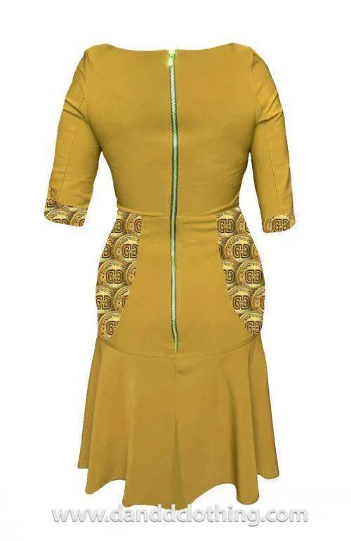 Yellow African Office Dress