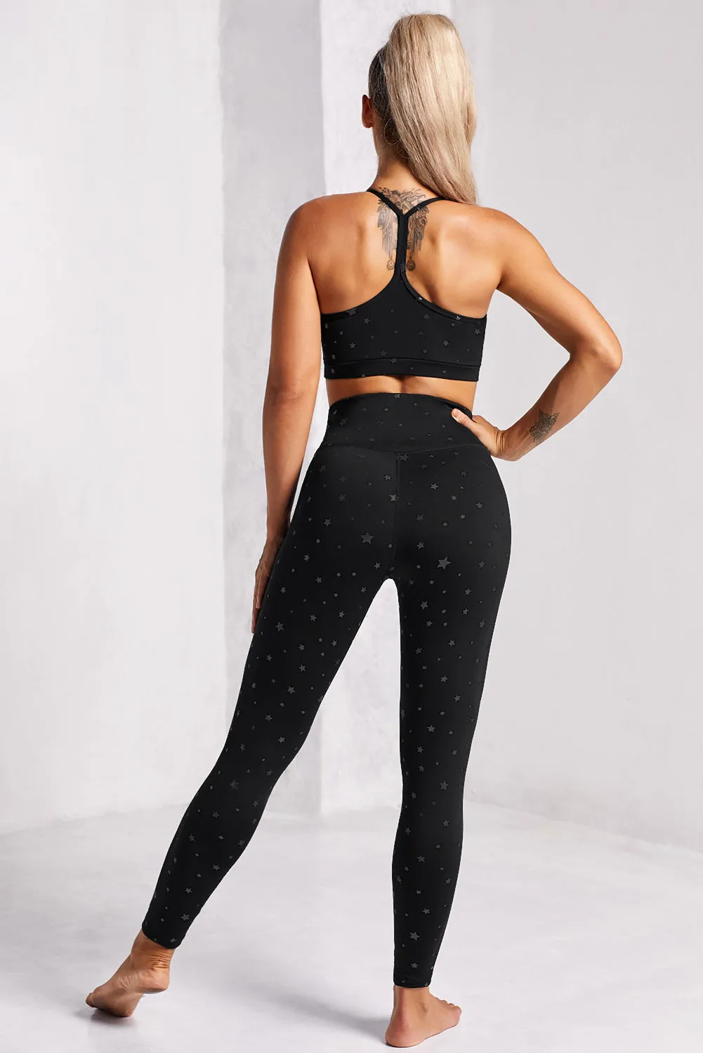 Yocwear Star Detail Prints Sports Bra and Active Leggings Set